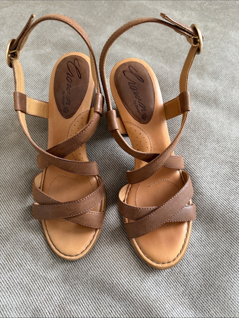 Crown Brown and Tan Leather Strappy Women's Sandals